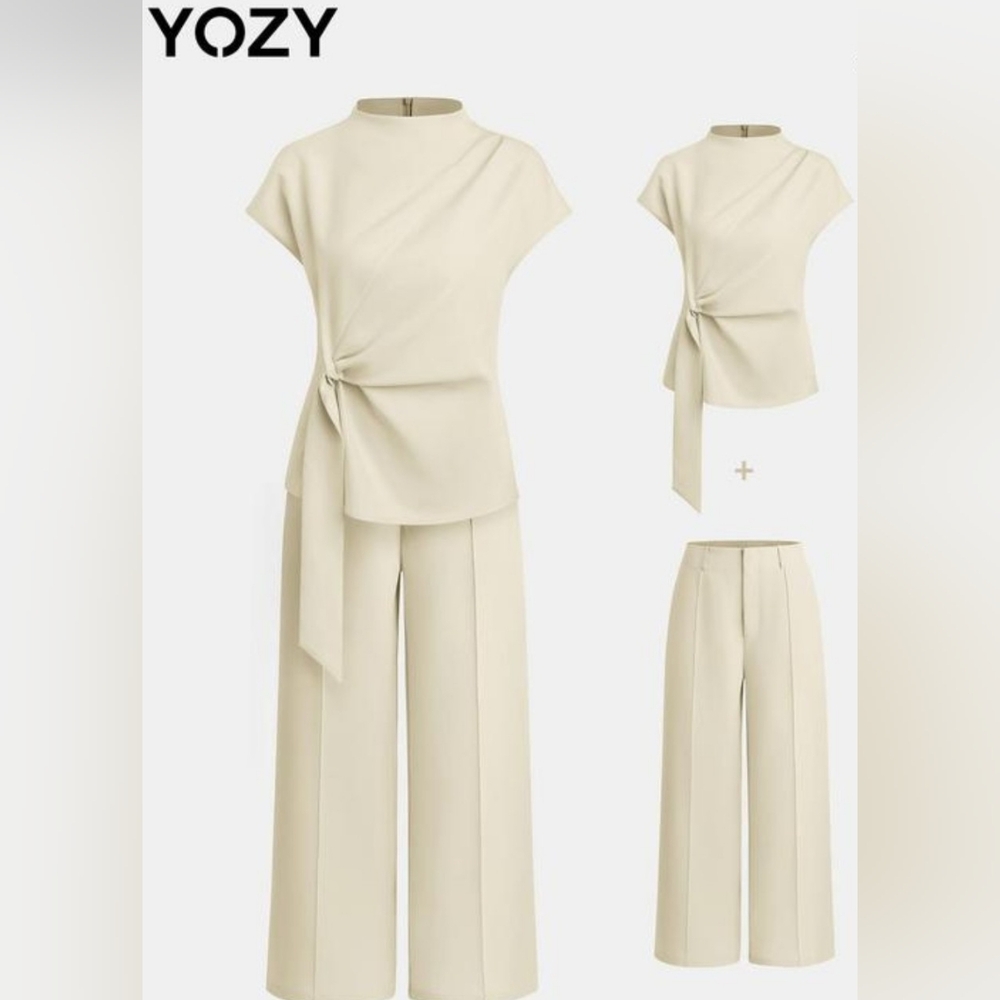 YOZY Cream Wide Leg Jumpsuit
